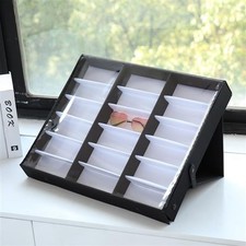 Black New 18 pcs Sunglasses Organizer Eyewear Display Storage Case Tray DY0096