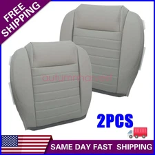 Driver+Passenger Bottom Perf Leather Seat Cover Gray For 2008 2009 Ford Mustang