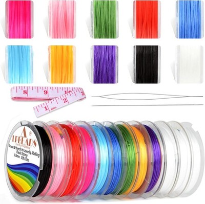LPBeads 12 Rolls 0.8mm Elastic Stretchy String Cord for Bracelet Jewelry Making