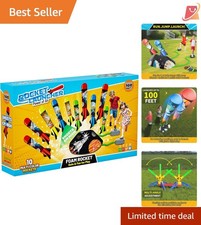 Kids Foam Rocket Launcher Set 10 Rockets 100 Feet Outdoor Indoor Play Toy