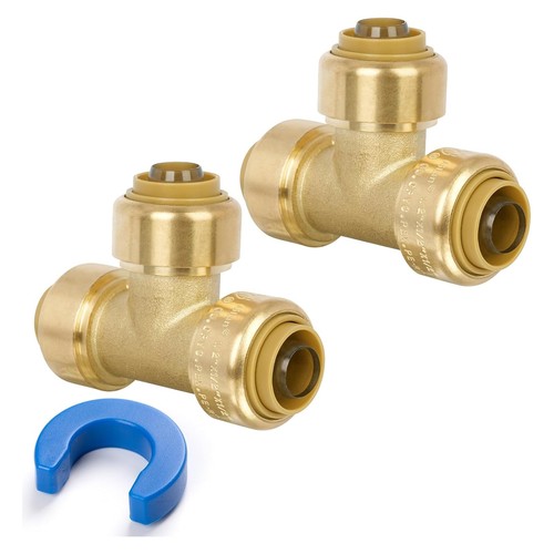 2 PCS 1/2 Inch PEX Tee Push Fit To Connect Brass Plumbing Fitting Copper