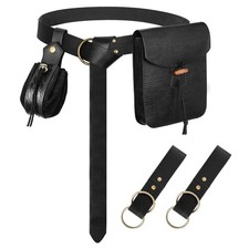 5 PCS Renaissance Pirate Belt Pouch Set Medieval Accessories LARP Black