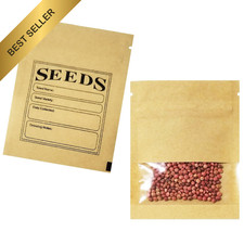 100Pcs Resealable Seeds Envelopes Kraft Paper Window Bags Seed Packets 2.7x3.7in