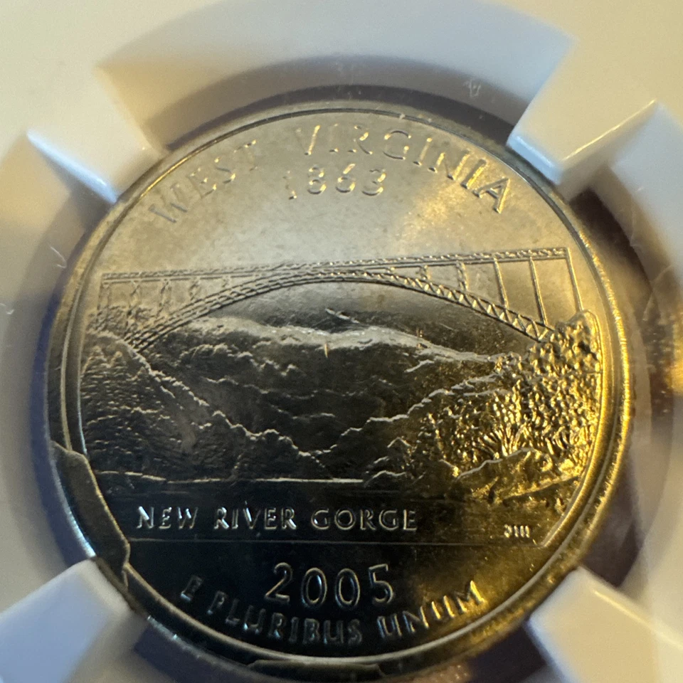 2005 P WEST VIRGINIA 25C OBVDUE BREAK @4:00& TWO REV DIE BREAKS @6:00&8:00 MS 65 - Image 3 of 4