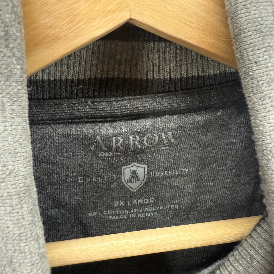 Chaqueta Arrow Hombre 2XL Gris Manga Larga Cuello Alto Cremallera Algodón Calce Regular Sólido Foto 3 de 4