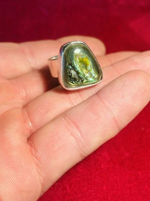 Anillo Joyería Mujer Plata de Ley 925 - Abulón Sea Shell Ajustable Talla 7-8 Foto 1 de 4