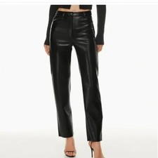 148 Aritzia Wilfred Black Faux Leather Straight Leg The Melina Pant 2