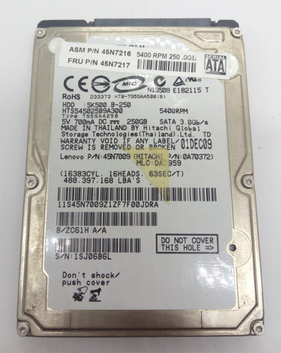 HITACHI *HTS545025B9A300* 250 GB * SATA HDD Notebook 2,5 Zoll #NFP1950