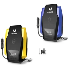 VacLife 12V Portable Tire Inflator Air Compressor Pump w/ LED Light & Nozzles