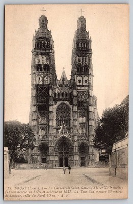 Tours France Saint-Gatien Cathedral Early 1900s French Postcard Thiriot D254