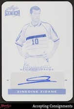 2024 Leaf Metal Signature Supreme Cyan Printing Plate Zinedine Zidane AUTO 1/1