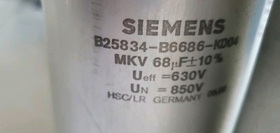 SIEMENS MKV KONDENSATOR 630 V 68 μF  ±10% B25834-B6686-K004 Voll Funktionsfähig 