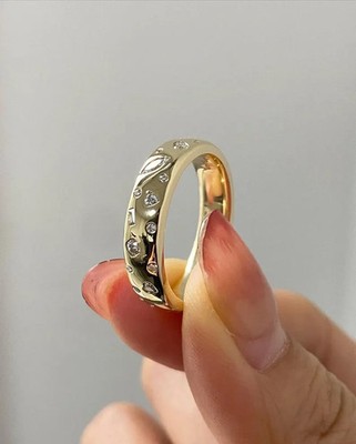 5MM Starbright Flush Setzen Diamant 18K Gelbgold auf Ehering Ring Elle