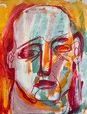 Zeitgenössisches Abstraktes Portrait Gemälde Original Expressionist Gesicht