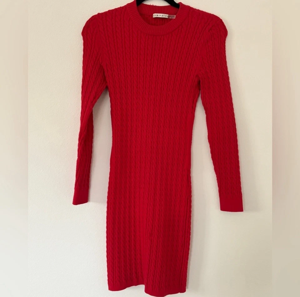 Mini Vestido Alice + Olivia Yuna Tejido con Cable Amapola Brillante - Talla S Precio de venta sugerido por el fabricante $440 Foto 2 de 4