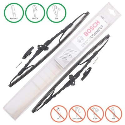 2 Bosch Automotive 40515 Direct Connect Windshield Wiper Blades 15'' Conventional