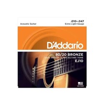 D'Addario EJ10 Bronze Acoustic Guitar Strings, Extra Light, 10-47
