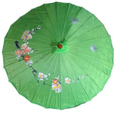Vintage Floral Bamboo Decorative Umbrella Handmade In Asia