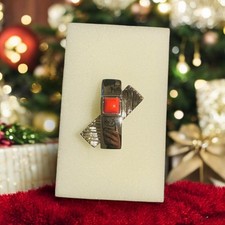 Pierre Lang Anhänger Kettenanhänger Silber RH roter Stein