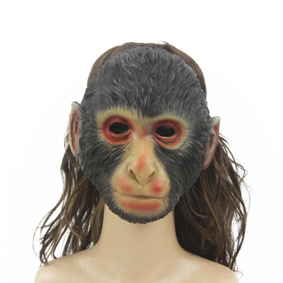Monkey Animal Mask Pretend Toy Realistic Face Cover for Birthday Festival Role - Image 3 of 4