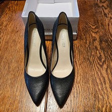 Nine West Garisono Black Textured Pointed Toe Stiletto Pumps Heels 6M