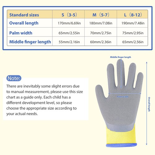 Kids Gardening Gloves, 3 Pair Toddler Gardening Gloves, Rubber Coated Work Gl... - Picture 3 of 7