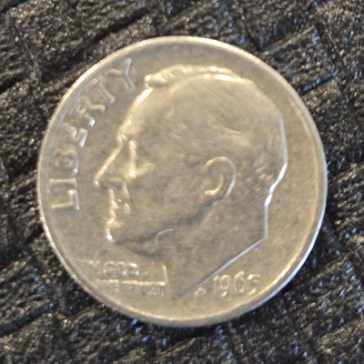 1965 double error dime no mint 