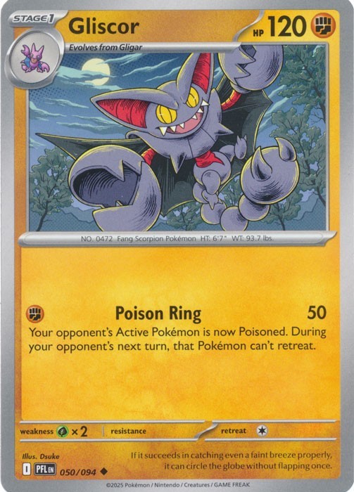Gliscor Phantasmal Flames 050/094 Regular Uncommon 2025 Pokemon TCG Near Mint
