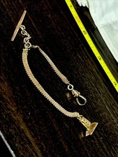 Vintage Rose GF Egyptian Pharaoh King Tut Fob Tiny Rose GF Mesh Watch Chain