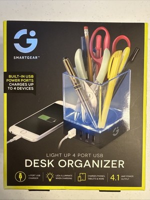 SmartGear Light Up 4 Port USB Charging Desk Organizer | NEW SEALED