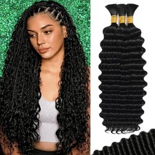 Boho Braiding Human Hair Deep Wave Curly Bulk for Knotless Braids 20 Inch 3