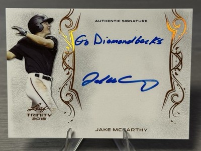   JAKE MCCARTHY 2018 Leaf Trinity Inscription Bronze Prism Auto RC #DBACKS  