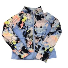 Gymboree Girls' Activewear Blue and Black Jacket with Abstract Pattern Size 4