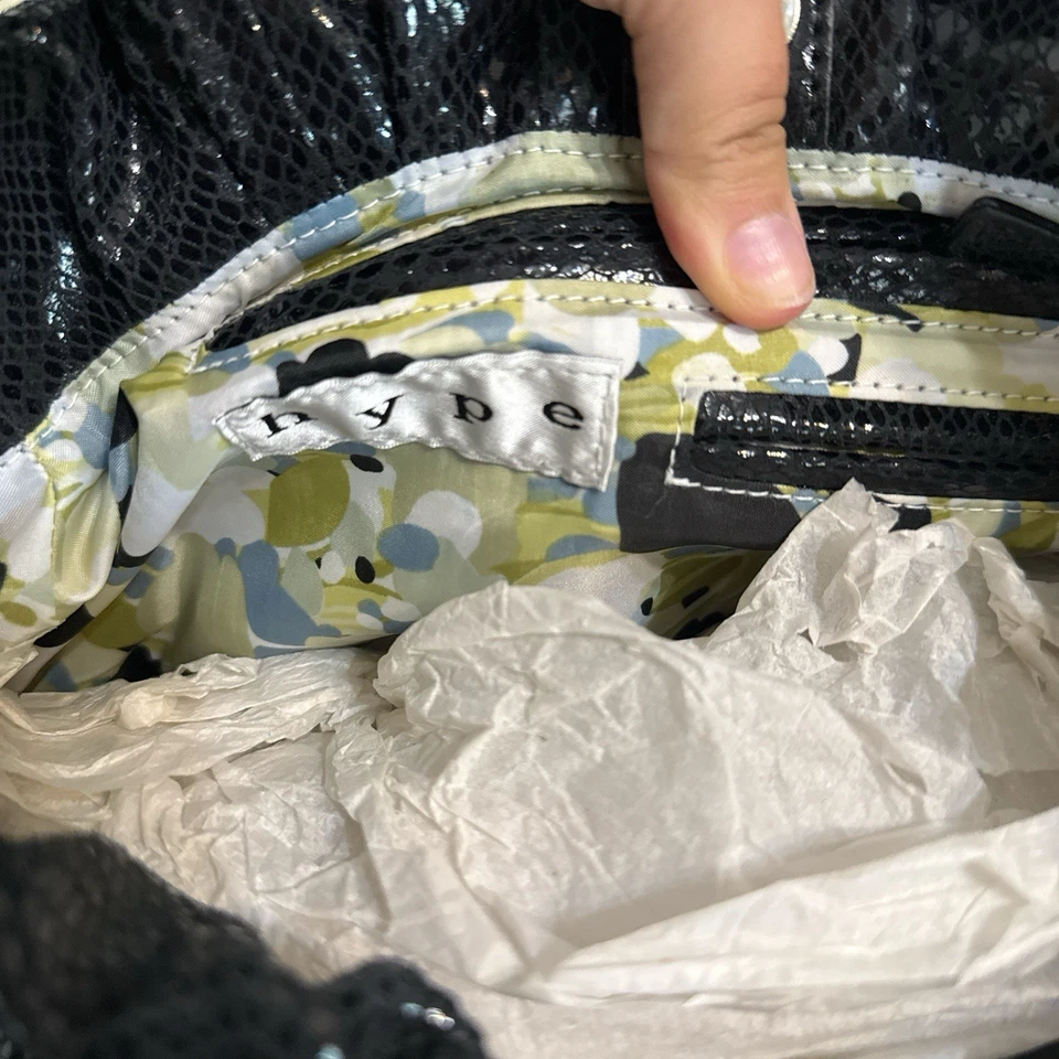 HYPE Black Snakeskin Leather Single Strap Shoulder Bag Hobo - Image 2 of 4