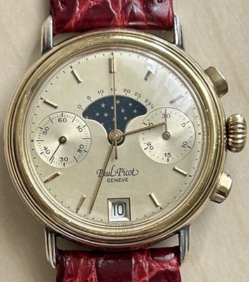 PAUL PICOT 4882 Silver/925 Chronograph Moonphase Valjoux 7734 FULL SET silver