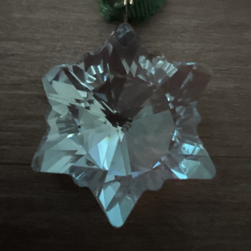 Swarovski 2023 Snowflake Star Christmas Ornament 5663835 Green Ribbon