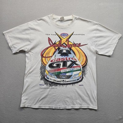 Vintage John Force NHRA Drag Racing Shirt Mens XL White Castrol GTX Mustang 2001