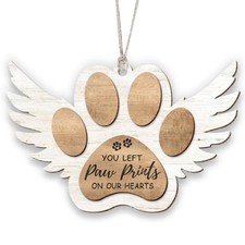 Pet Memorial Ornament, White Christmas Decor, Gifts for Loss of Dog, Angel Wi...