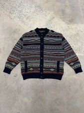 Vintage Coogi Type Knit Sweater Button Front Cardigan Reversible Rare Adult