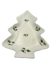 Royal Limited Holly Holiday 7.5 Inch Christmas Tree Shaped Dish Japan