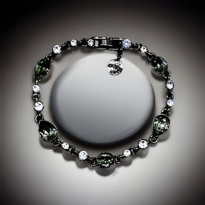 Givenchy Gothic Gunmetal Dark Crystal Tennis Bracelet VTG