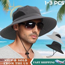 Men Women Wide Brim Sun Hat UV Protection Bucket Cap For Hiking Camping Safari