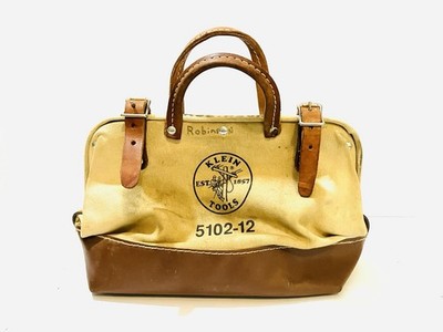 Vintage Klein Tools Lineman Leather & Canvas Work Bag 5102-12 USA