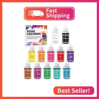 Food Coloring Liquid Set,12 Colors x10ml Food Grade Vibrant Food Dye Concentrate