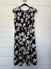 Ann Taylor Women’s 6 Black Blue Cream Floral Dress