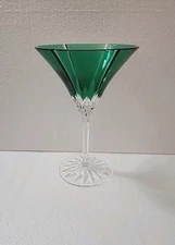  Ajka Castille Albinka Emerald Green  Crystal Martini Glass Cut To Clear