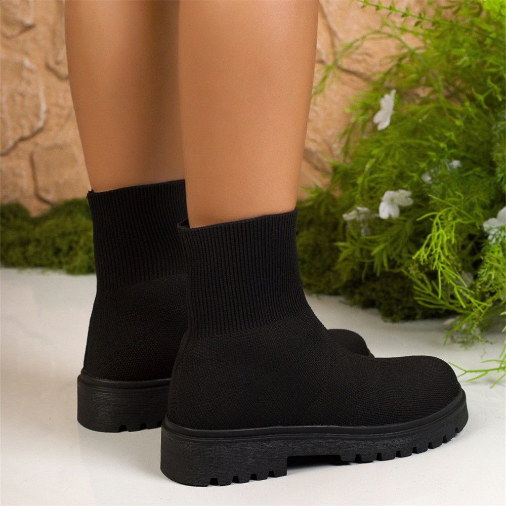 SAOLA Stivaletti donna suola a strappo plateau grossi maglia elastica punta tonda chelsea