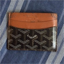 Goyard Brown Black Geometric Pattern Card Wallet Women Credit Card Holder