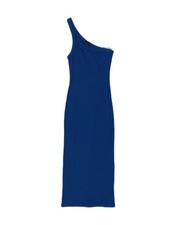 ZARA Womens One Shoulder Dress UK 12 Medium Blue Cotton YG01