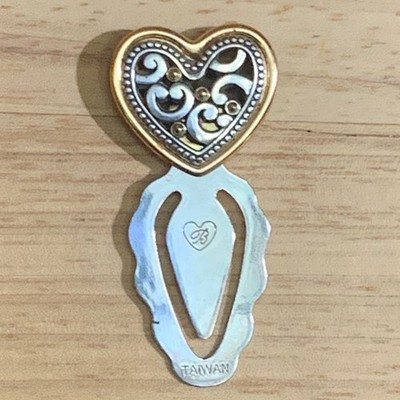 Brighton Bookmark Unisex OS Heart Scroll Two-Tone Silver Gold Vintage Filigree